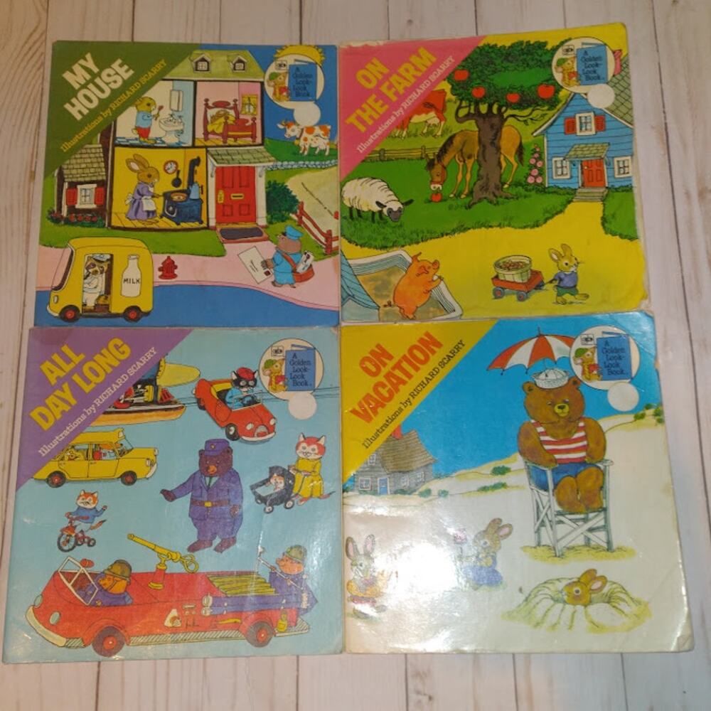 Richard Scarry Vintage 70s Golden Look Book Lot of Four
